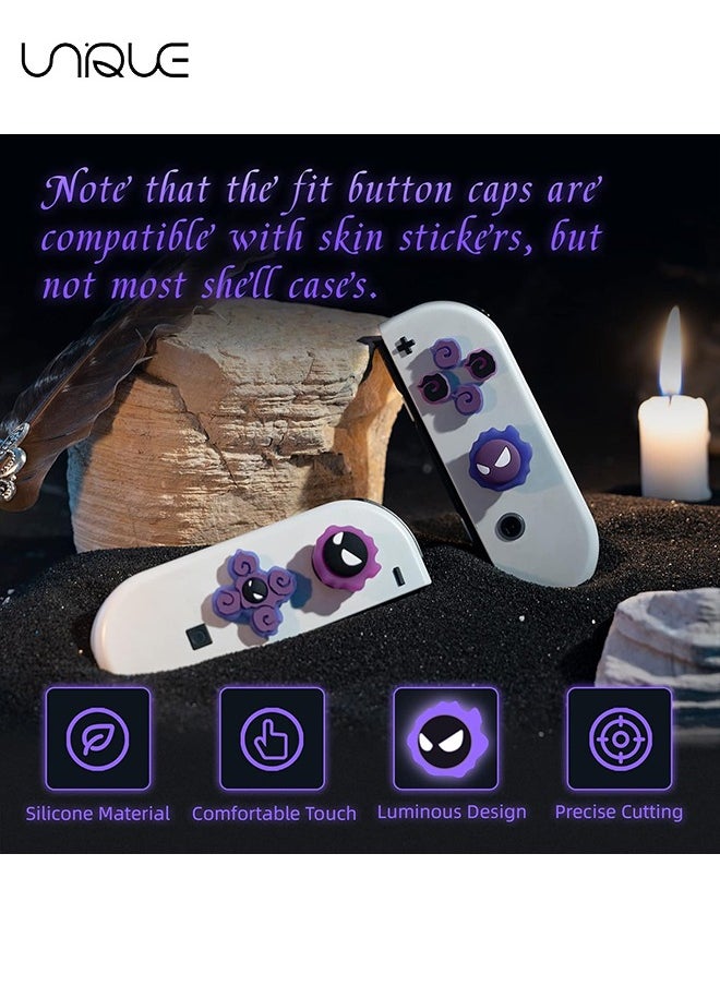 Unique - 7Piece set Cross D-Pad Button Caps Thumb Grips Set, Compatible with Nintendo Switch/Switch OLED, Cute 3D Soft Silicone ABXY Buttons Sticker Joystick Cover Caps（Will Glow） - Image 1