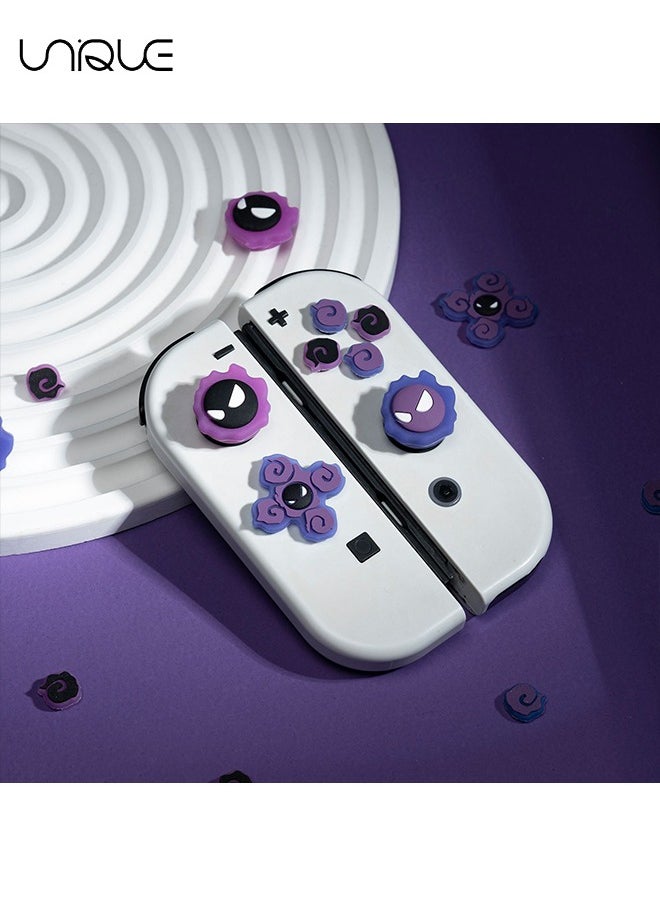 Unique - 7Piece set Cross D-Pad Button Caps Thumb Grips Set, Compatible with Nintendo Switch/Switch OLED, Cute 3D Soft Silicone ABXY Buttons Sticker Joystick Cover Caps（Will Glow） - Image 1