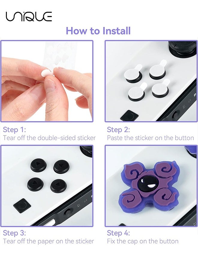 Unique - 7Piece set Cross D-Pad Button Caps Thumb Grips Set, Compatible with Nintendo Switch/Switch OLED, Cute 3D Soft Silicone ABXY Buttons Sticker Joystick Cover Caps（Will Glow） - Image 1