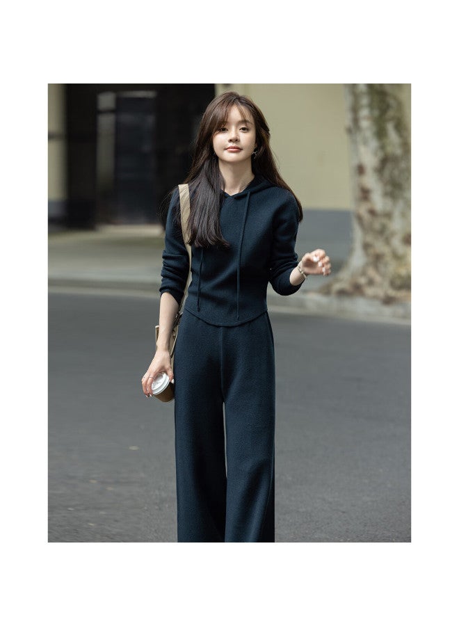 Mt Winter Style, Simple Knit Sweater With Elastic Waist And Wide-leg Pants Set - Image 5