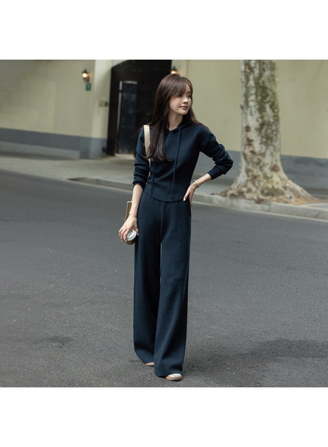Mt Winter Style, Simple Knit Sweater With Elastic Waist And Wide-leg Pants Set - Image 4