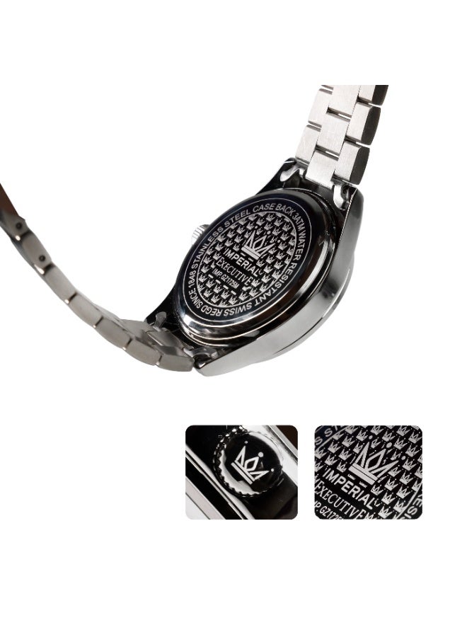 IMPERIAL Men's IPS Metallic Grey Stainless Steel Watch, Black Dial, Y121 Movement, Butterfly Clasp, 3ATM Watch for Men | IMP.GZ1725M9044 - Image 3