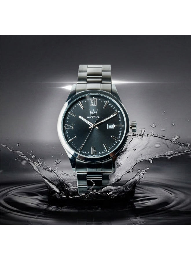 IMPERIAL Men's IPS Metallic Grey Stainless Steel Watch, Black Dial, Y121 Movement, Butterfly Clasp, 3ATM Watch for Men | IMP.GZ1725M9044 - Image 4