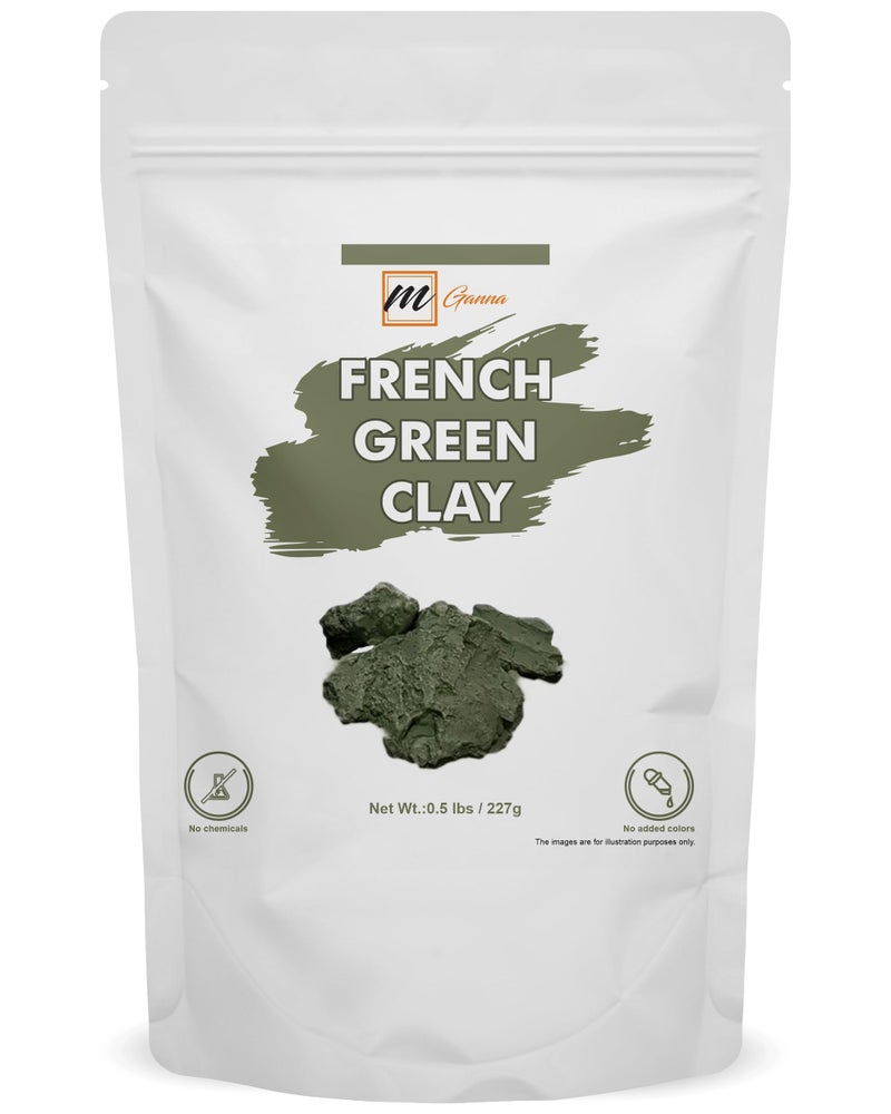 mGanna French Green Clay Powder 05 LBS Illite Montmorillonite Clay for Facial Masks Creams Soft Peels and Scrubs and Soap Making