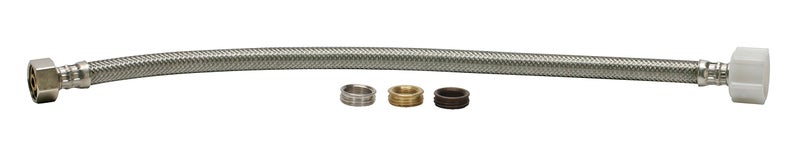 Fluidmaster B4T16U Toilet Connector With Size Adaptors, Braided Stainless Steel - 3/8 Compression, 7/16 Compression, 1/2 Compression, or 1/2 F.I.P. Thread x 7/8 Ballcock Thread, 16-Inch Length, Iron - Image 2