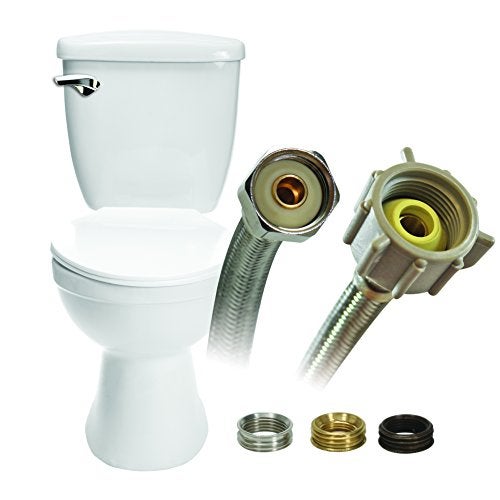 Fluidmaster B4T16U Toilet Connector With Size Adaptors, Braided Stainless Steel - 3/8 Compression, 7/16 Compression, 1/2 Compression, or 1/2 F.I.P. Thread x 7/8 Ballcock Thread, 16-Inch Length, Iron - Image 3