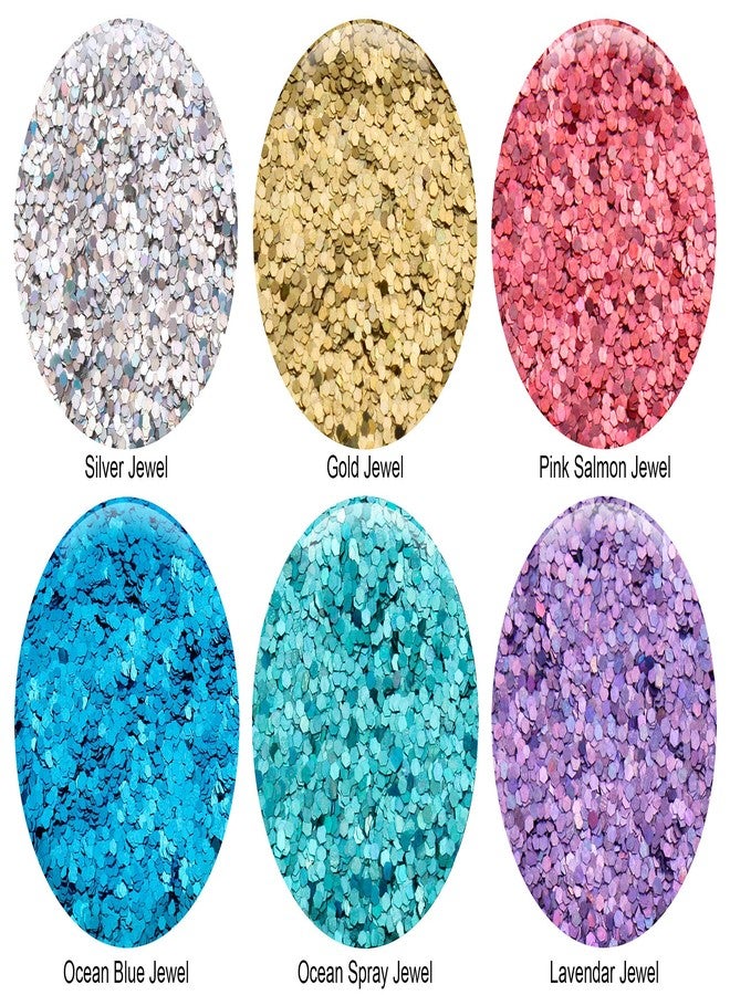 GLITTIES - 6 PK Loose Glitter Kit - (.040") - Solvent Resistant Hexagon Glitter - Great for Nail Art Polish, Gels, Art and Crafts, Acrylics Supplies - Made in The USA! - (60 Grams) - Image 4