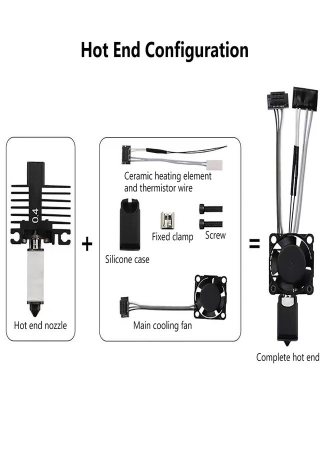 Arncysld P1P/P1S Full Assembled Ceramic Hotend with Fan 0.4mm Hardened Steel Nozzle for 3D Printer Bambu Lab P1P/P1S Extruder Print Head Hot End Kit with Heater Cartridge Thermistor High Speed Printing - Image 2