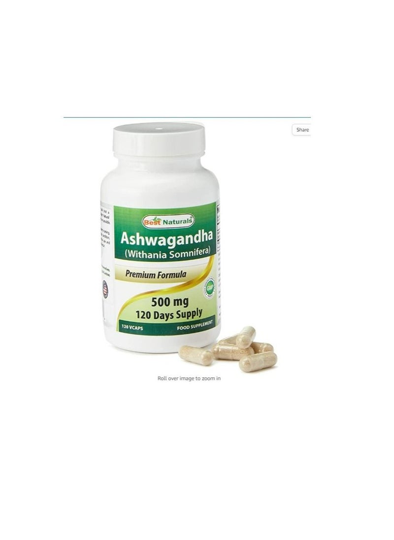 Best Naturals Ashwagandha Capsules For Relaxing Stress And Mood, 500 Mg, 120 Count 