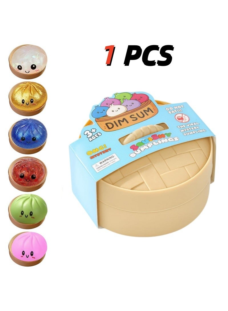 Glitter Dumpling, Glitter Dumpling Squishy with Box, Glitter Squishy Dumplings Squeeze for Stress Relief(Random Color) - Image 1