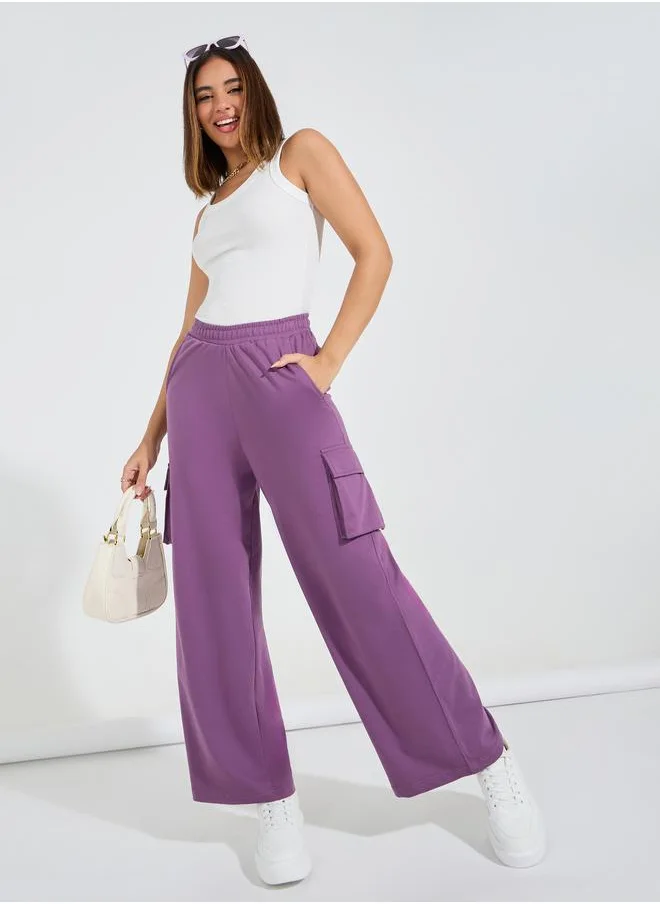 ستايلي High Waisted Wide Leg Cargo Joggers