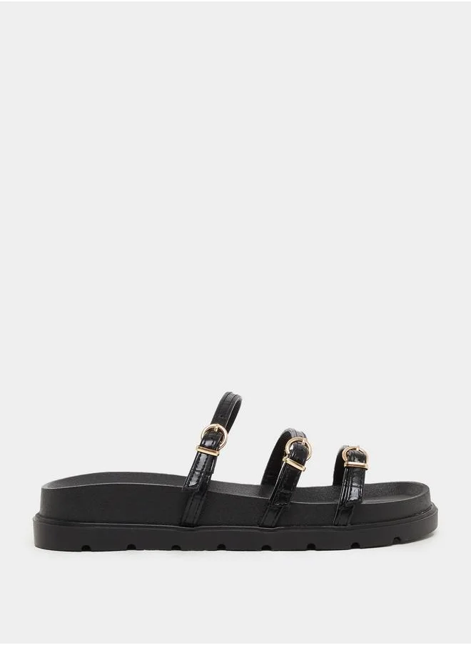 ستايلي Styli Strappy Buckle Details Flat Sandals