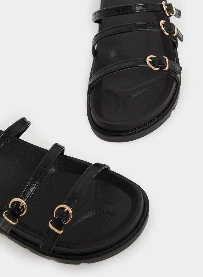Styli Styli Strappy Buckle Details Flat Sandals