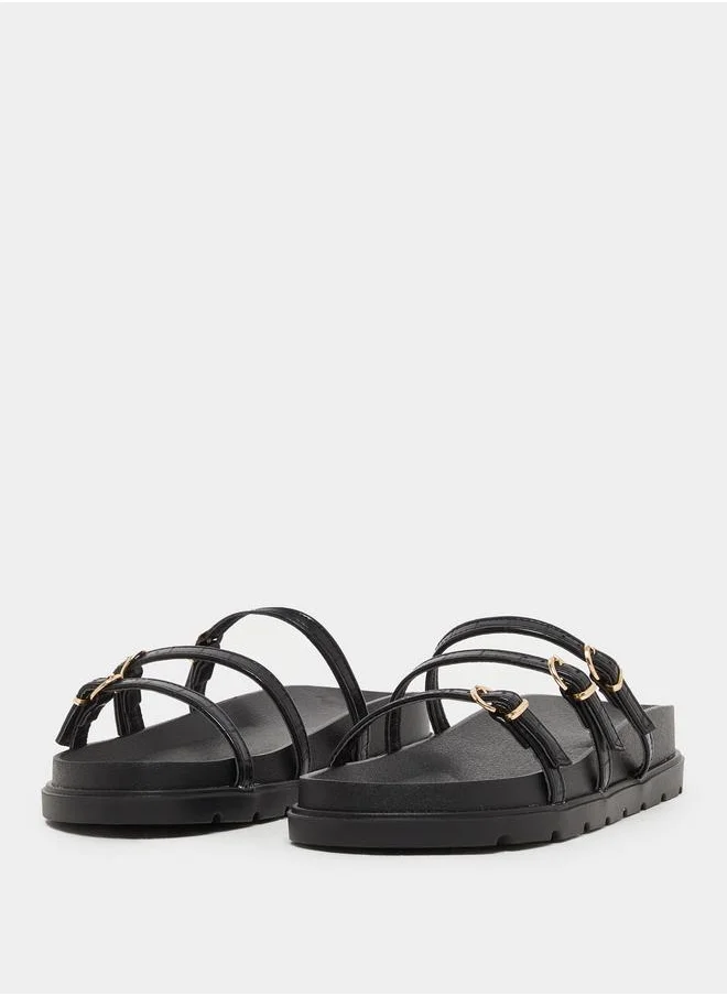 ستايلي Styli Strappy Buckle Details Flat Sandals