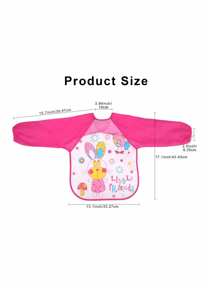 Bibs with Sleeves, 4 Pcs EVA Baby Bib Waterproof Long Sleeve Bib Unisex Feeding Bibs Apron Lovely Cartoon Bibs for Infant Toddler 6 Months to 3 Years Old - Image 2