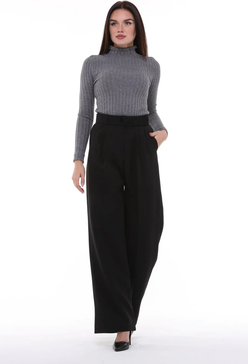 Cedy Denim Women's Palazzo, High Waist Belted Trousers, Oversize Original Cut, C3000