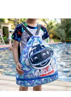Golden Swimming Backpack for Kids, Dry and Wet Separation Waterproof Storage Bag Portable Drawstring Backpack for Gym Sports Beach Pool Gear Bag（Blue)  - Image 1