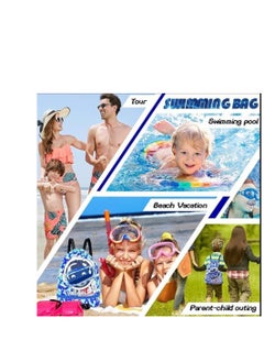 Golden Swimming Backpack for Kids, Dry and Wet Separation Waterproof Storage Bag Portable Drawstring Backpack for Gym Sports Beach Pool Gear Bag（Blue)  - Image 5