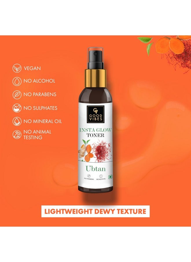 Good Vibes Ubtan Insta Glow Toner, 120 Ml | Refreshing Hydrating Detoxifying Face Toner For All Skin Types | With Turmeric, Saffron, Vitamin B3 | Vegan, No Alcohol, Parabens, Sulphates & Mineral Oil  - Image 4