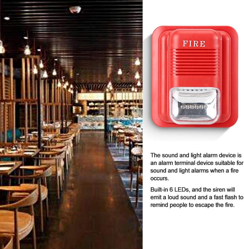 klarako DC12V/24V Sound and Light Fire Alarm Fire Alarm Siren Strobe Home Security Safe System for House Office Hotel etc First Aid Emergency Situation - Image 4