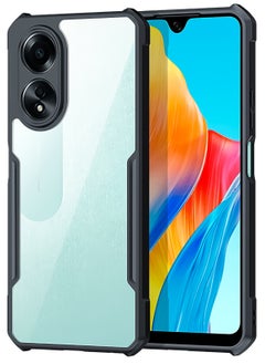ماركة غير محددة حافظة واقية لهاتف OPPO A58 4G TPU للوسائد الهوائية المقاومة للصدمات مع حماية عدسة الكاميرا، غطاء خلفي للهاتف المحمول شفاف أسود مضاد لبصمات الأصابع، حافظات هاتف مقاس 6.72 بوصة مضادة للأصفرار  - Image 1