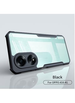 ماركة غير محددة حافظة واقية لهاتف OPPO A58 4G TPU للوسائد الهوائية المقاومة للصدمات مع حماية عدسة الكاميرا، غطاء خلفي للهاتف المحمول شفاف أسود مضاد لبصمات الأصابع، حافظات هاتف مقاس 6.72 بوصة مضادة للأصفرار  - Image 5