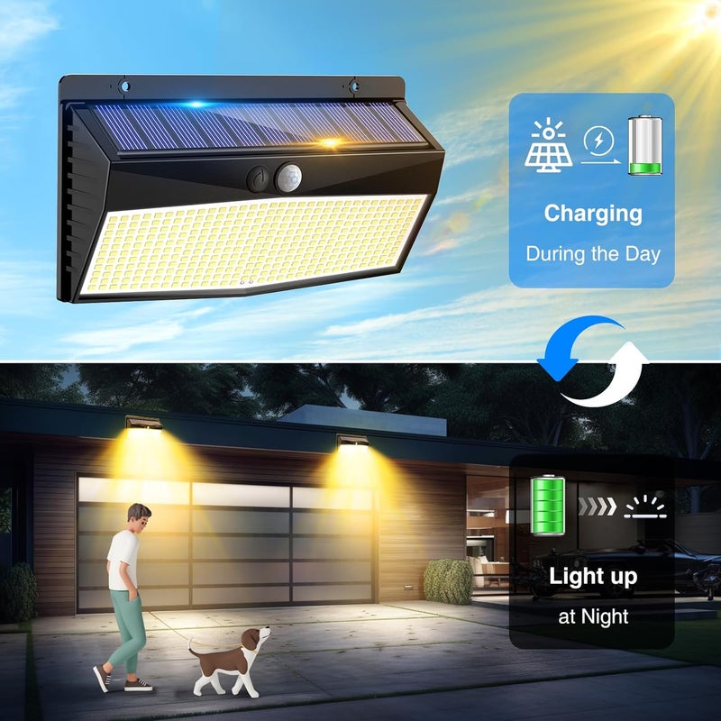 Peasur 368 LED Solar Motion Sensor Lights Outdoor with 3 Lighting Modes - Waterproof Security Lights for Garden and Yard - Image 4