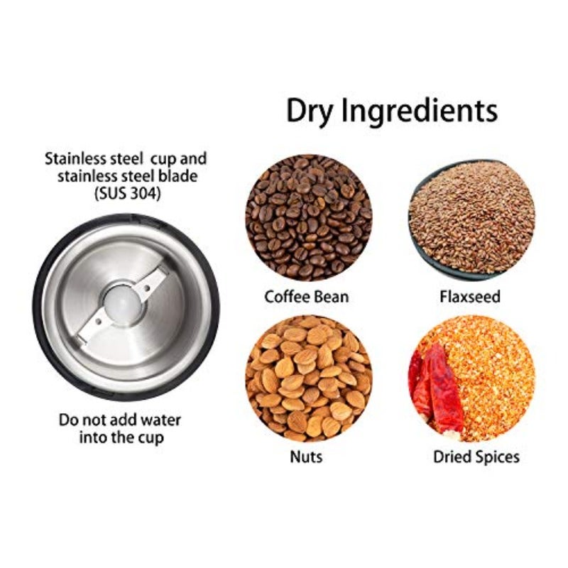 طاحنة توابل وقهوة كهربائية DM-7441 DM-7441 بلمسة واحدة، شفرة و كوب مصنوعان من الفولاذ المقاوم للصدأ SUS304 - Image 5