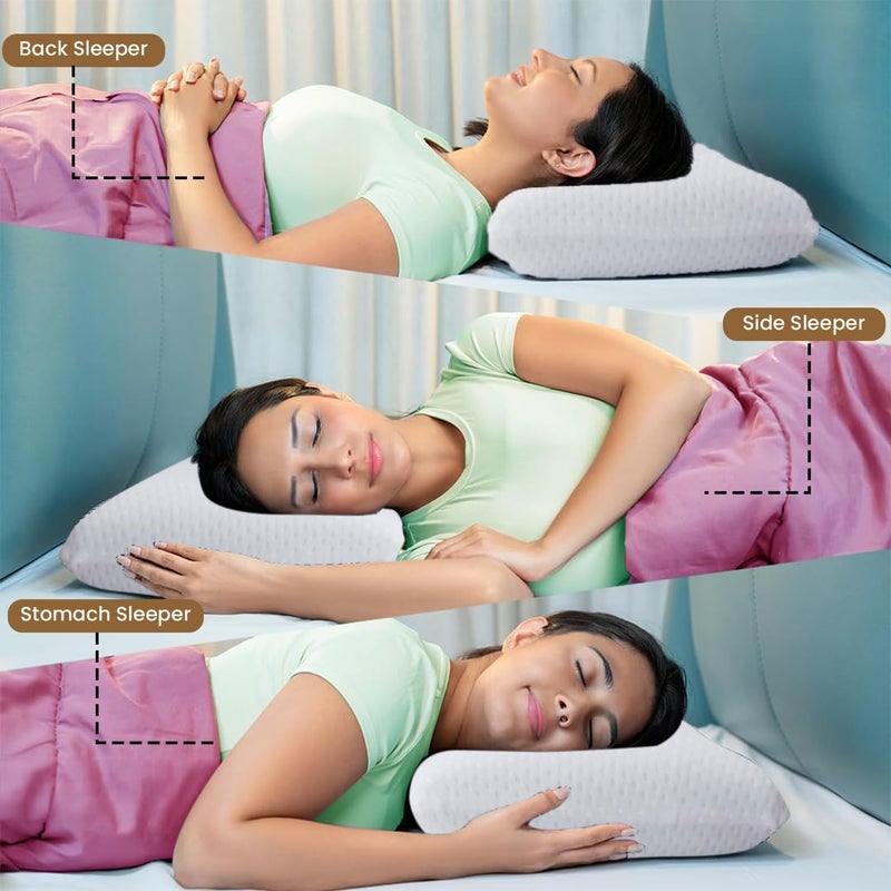Sleepsia Sleepsia Orthopedic Cooling Gel Memory Foam Pillow | 1 Year Warranty | Cervical Pillows for Spondylitis Neck and Shoulder Pain Relief Support Bed Sleeping (Standard,White) - Image 5