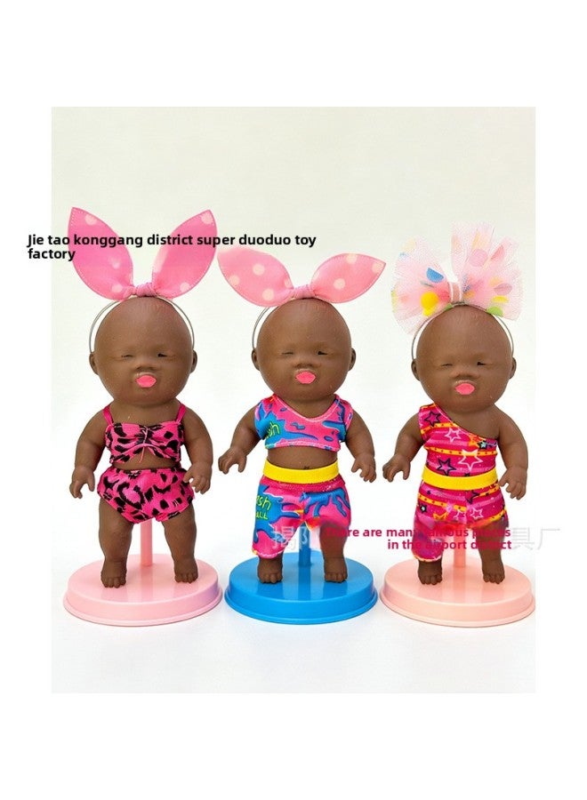 High-quality 15cm Natasha doll, black doll clothes, dress-up set, stress-relieving black doll, is trending online. - Image 4