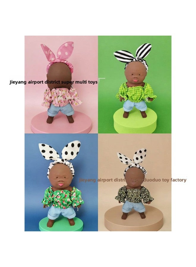 High-quality 15cm Natasha doll, black doll clothes, dress-up set, stress-relieving black doll, is trending online. - Image 5