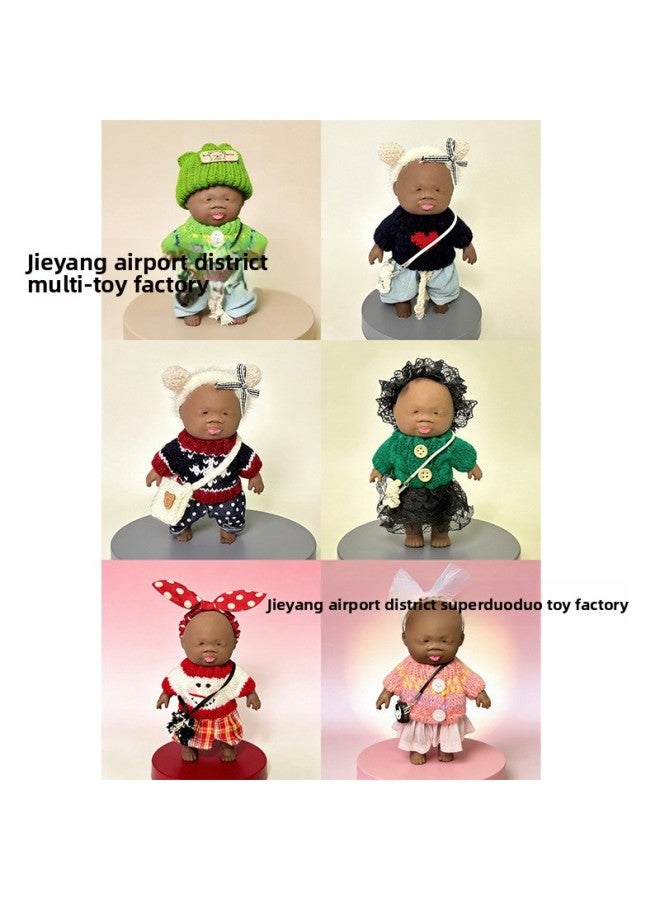 High-quality 15cm Natasha doll, black doll clothes, dress-up set, stress-relieving black doll, is trending online. - Image 3