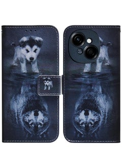 For Tecno Spark Go 1 / Pop 9 Pro Coloured Drawing Flip Leather Phone Case(Wolf and Dog)