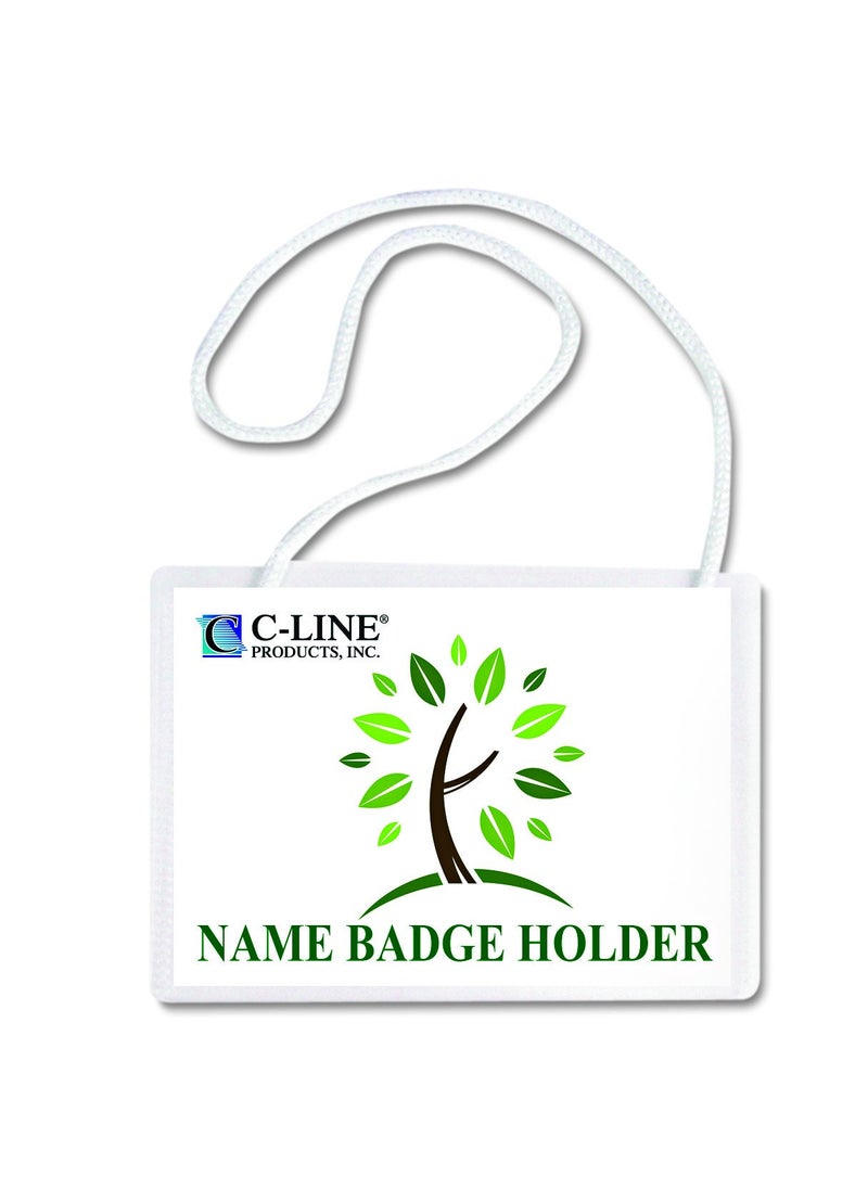 C-Line C-Line Specialty Name Badge Holder Kits, 4 X 3, Horizontal Orientation, White, 50/Box  - Image 3