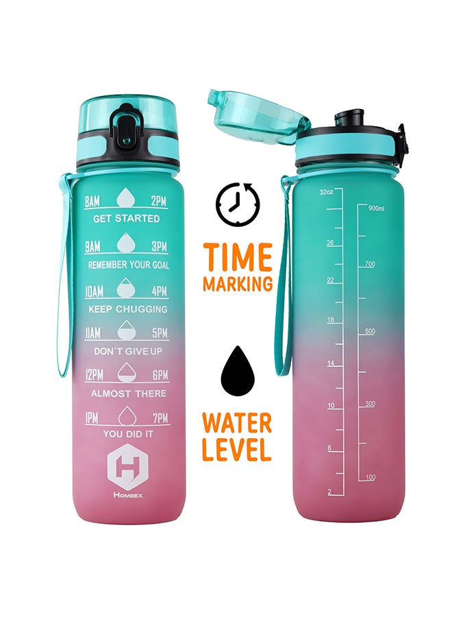 توشيونيكس زجاجة مياه تحفيزية سعة 1000 مل مع علامات زمنية وغطاء قابل للقفل بلمسة واحدة ومقبض حمل واحد - خالية من مادة BPA وغطاء مانع للتسرب وصديقة للبيئة ومصنوعة من البلاستيك وقابلة لإعادة الاستخدام وتذكير بالشرب للبالغين والأطفال في المدرسة والمكتب والترطيب اليومي وصالة الألعاب الرياضية واللياقة البدنية والأنشطة الخارجية والرياضة والسفر، زجاجة سعة 32 أونصة - Image 5