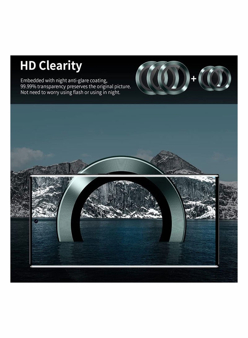 5PCS Tempered Glass Camera Lens Protector for Galaxy S22 Ultra 5G - Scratch Resistant, Ultra-Thin Metal Ring, Green Color - Image 4