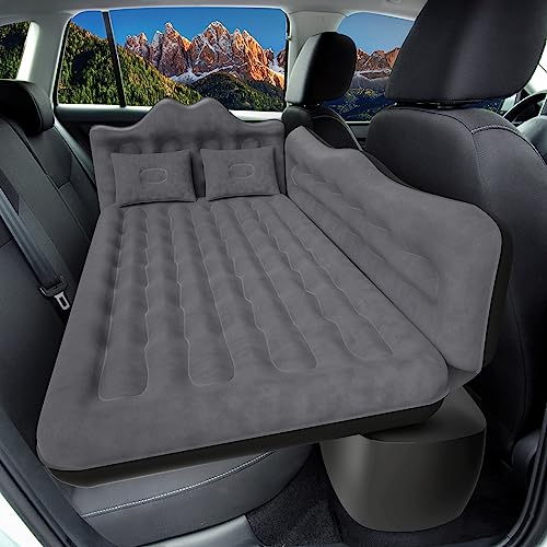 DikaSun Car Air Mattress, Inflatable SUV Truck Air Mattress Back Seat Camping Bed Thickened Car Sleeping Pad for Travel, Car Bed SUV Mattress with Air Pump 2 Pillows - Image 1