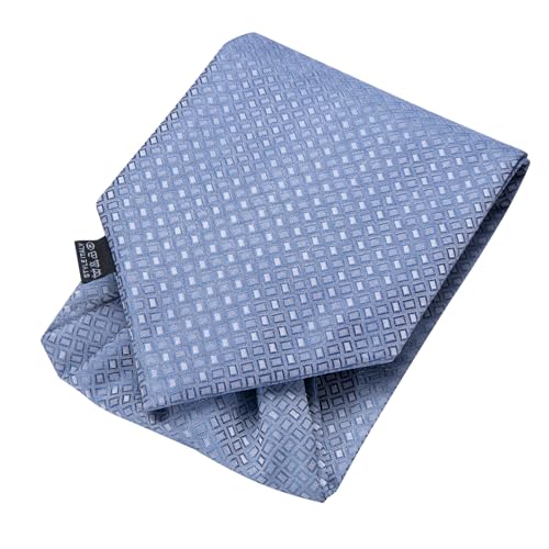Hi-Tie Light Blue Ascot for Men Silk Self Tie Men's Cravat and Lapel Pin Pocket Square Cufflinks Set for Wedding Party - Image 4