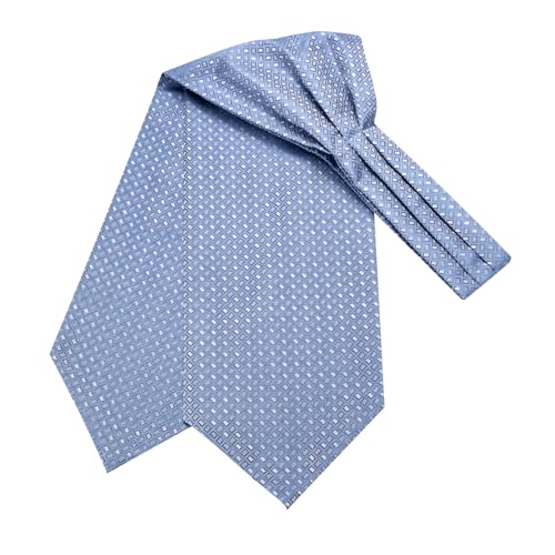 Hi-Tie Light Blue Ascot for Men Silk Self Tie Men's Cravat and Lapel Pin Pocket Square Cufflinks Set for Wedding Party - Image 5