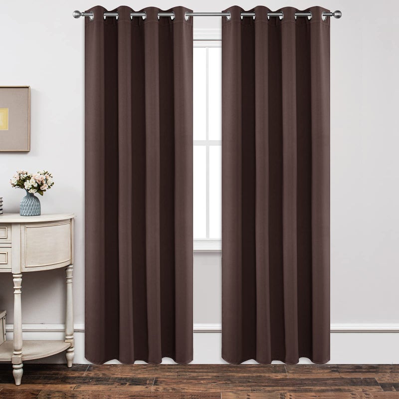 Joydeco Blackout Curtains 84 Inch Length 2 Panels Set, Thermal Insulated Long Curtains& Drapes 2 Burg, Room Darkening Grommet Drapes for Living Room Bedroom Window (W52 x L84 Inch, Chocolate) - Image 1