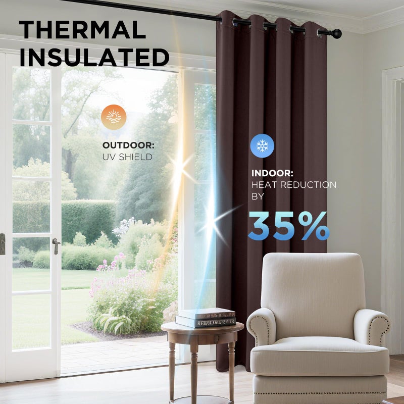 Joydeco Blackout Curtains 84 Inch Length 2 Panels Set, Thermal Insulated Long Curtains& Drapes 2 Burg, Room Darkening Grommet Drapes for Living Room Bedroom Window (W52 x L84 Inch, Chocolate) - Image 4