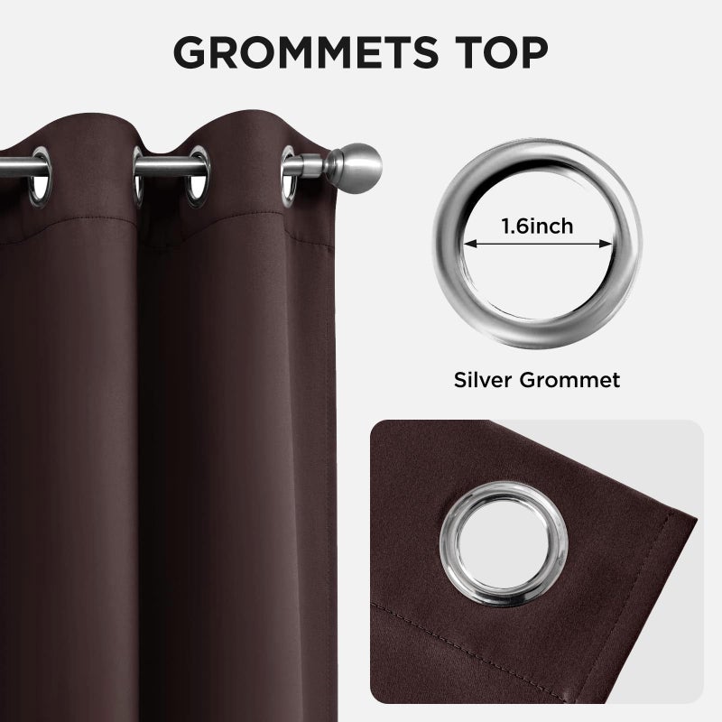 Joydeco Blackout Curtains 84 Inch Length 2 Panels Set, Thermal Insulated Long Curtains& Drapes 2 Burg, Room Darkening Grommet Drapes for Living Room Bedroom Window (W52 x L84 Inch, Chocolate) - Image 5