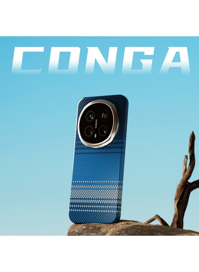 Conga Honor Magic8 Kevlar Aramid Fiber Protective Case Full Coverage Ultra-thin Hard Shell Shockproof Heat Dissipation Sunset Red Magnetic Metal Ring