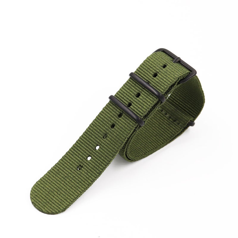 Generic NATO Nylon Canvas Watch Strap Pure Color 3-Ring Black Buckle One HS-Green 