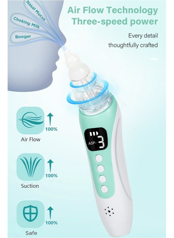 Electric Infant Nose Cleaner USB Charged Built-in Lullaby 3 Adjustable Suction & 3 Soft Nose Tips - Image 4
