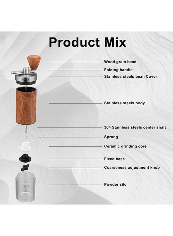 Manual Coffee Grinder, Stainless Steel Coffee Bean Grinder, Adjustable Burr Coffee Grinder, Foldable Handle Portable Coffee Grinders for Home Use, Office, Travel and Camping, for gift  - Image 2