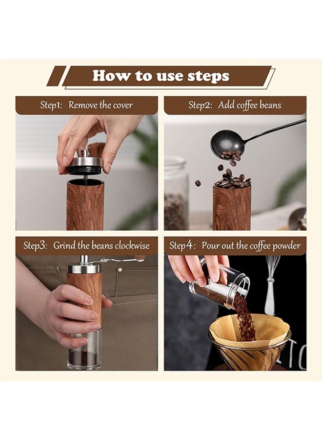 Manual Coffee Grinder, Stainless Steel Coffee Bean Grinder, Adjustable Burr Coffee Grinder, Foldable Handle Portable Coffee Grinders for Home Use, Office, Travel and Camping, for gift  - Image 4