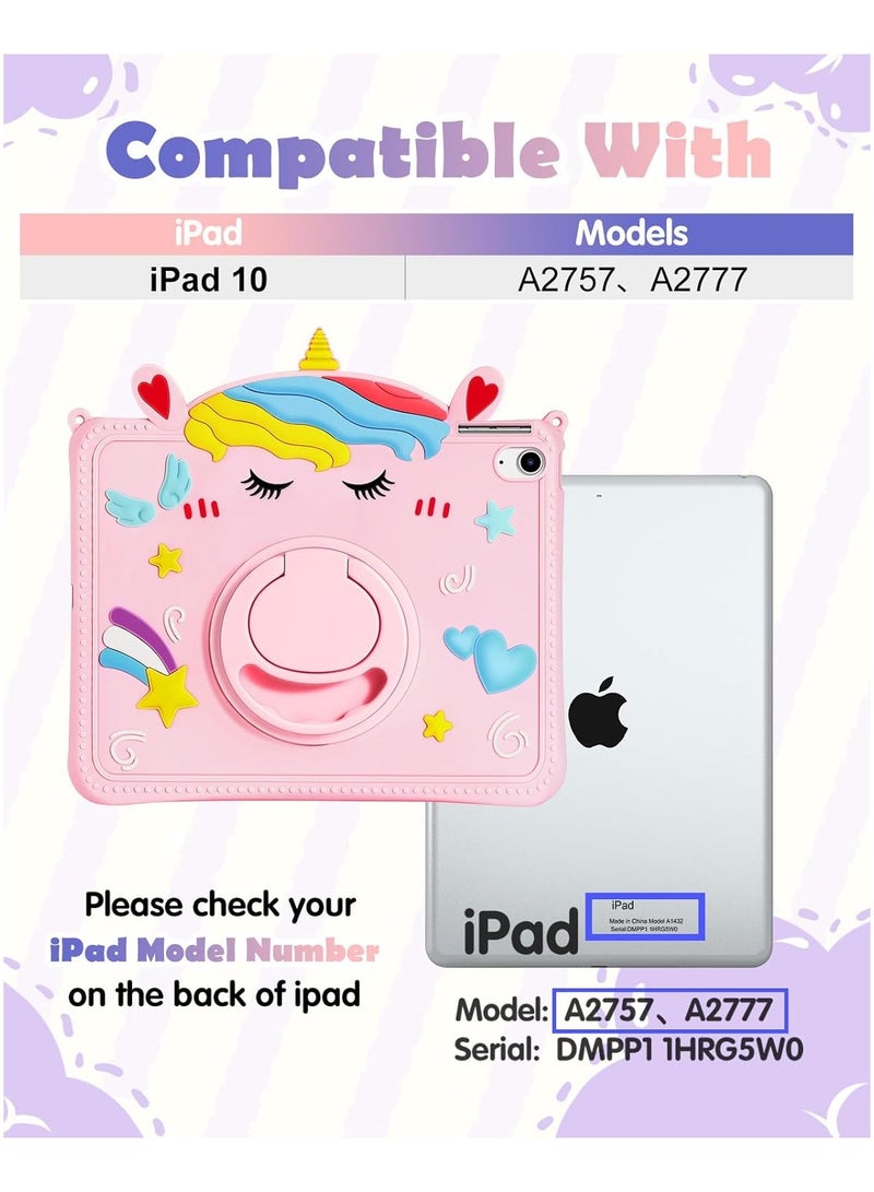 VKL for iPad 10th Generation Case Girls-10.9 inch Cases with Pencil Holder Handle Stand Shoulder Cute Cartoon Girly Teens Unicorn Tablet Cover for iPad 10th Gen 2022 - Image 2