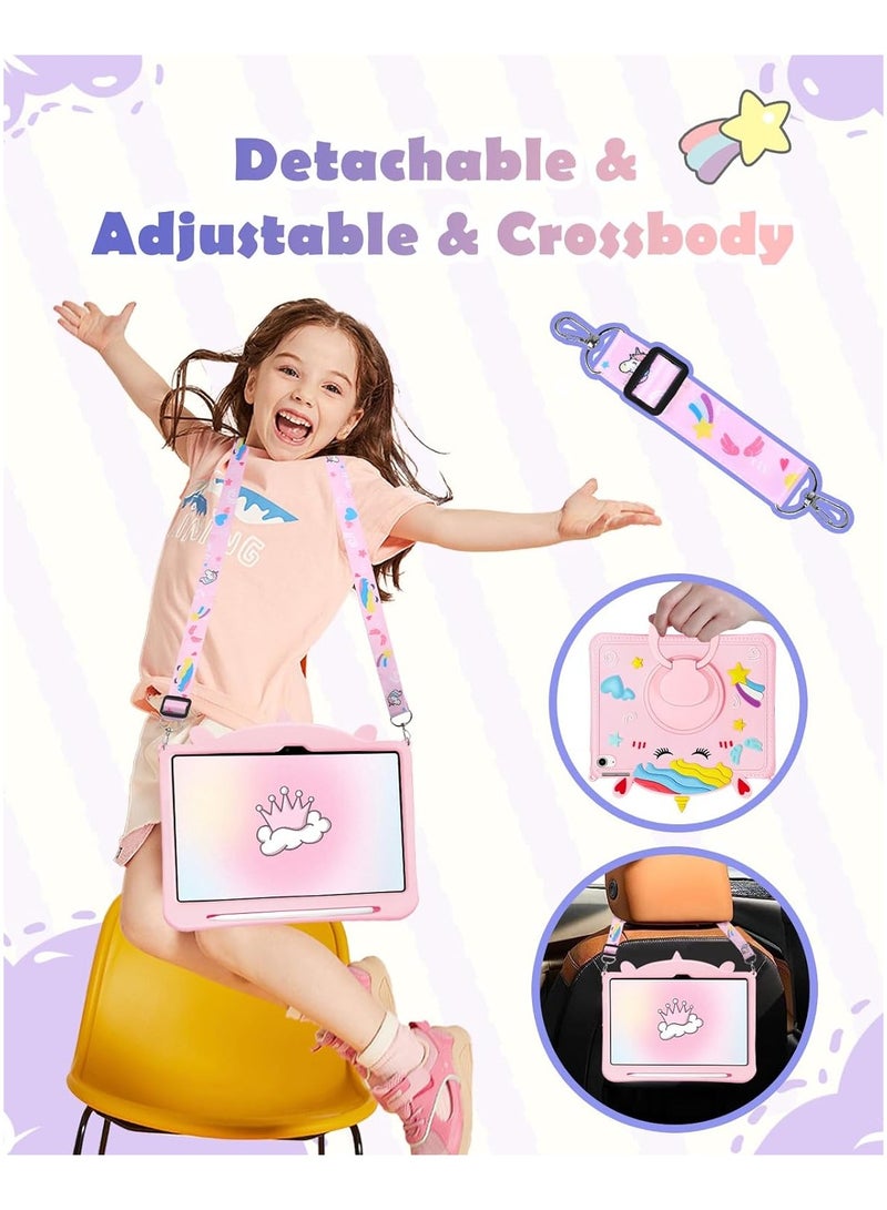 VKL for iPad 10th Generation Case Girls-10.9 inch Cases with Pencil Holder Handle Stand Shoulder Cute Cartoon Girly Teens Unicorn Tablet Cover for iPad 10th Gen 2022 - Image 4