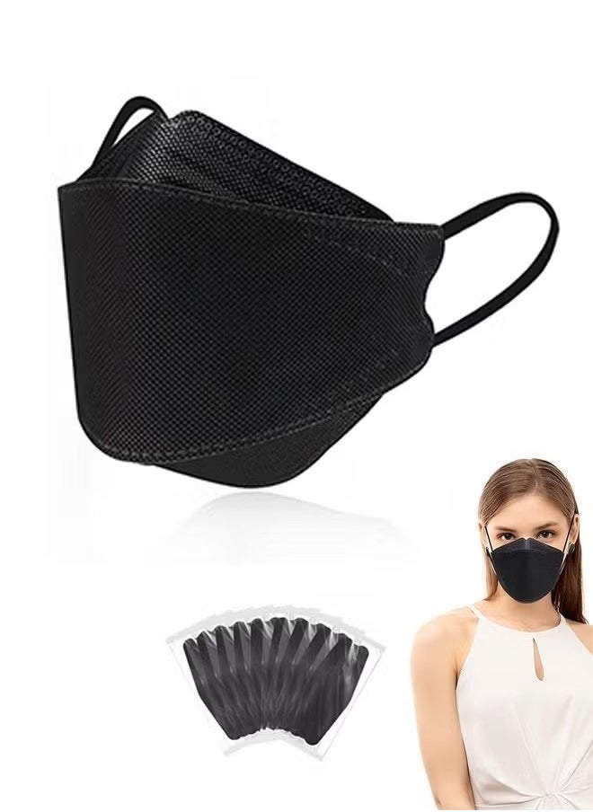 KIIUMI 10 Pcs 3D Fish Type KF94 Disposable Face Masks, Individually Wrapped Anti Dust Breathable Mask, Metal Nose Clip Earloop Mouth Cover Facial Mask (Black)  - Image 1